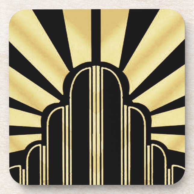 Set of 6 - Sunburst Art Deco Coasters. Coaster (Front)