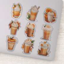 Set of 9 Pumpkin Spiced Latte Vinyl Stickers