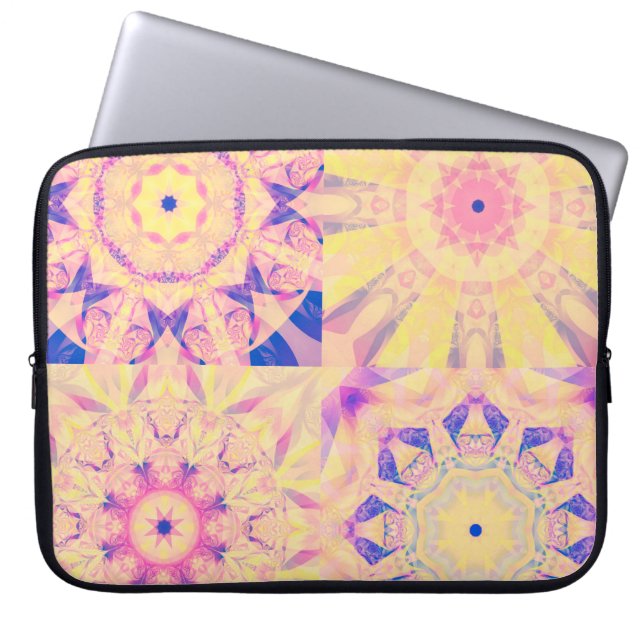 Set of abstract background colourful kaleidoscopic laptop sleeve (Front)