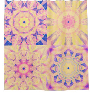 Set of abstract background colourful kaleidoscopic shower curtain