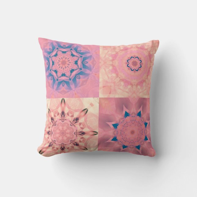 Set of abstract pastel fractals with kaleidoscopic cushion (Front)