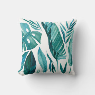 Set of abstract tropical palm leaves on isolated w cushion