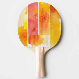 Set of abstract watercolor hand painted ping pong paddle