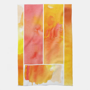 Set of abstract watercolor hand painted tea towel