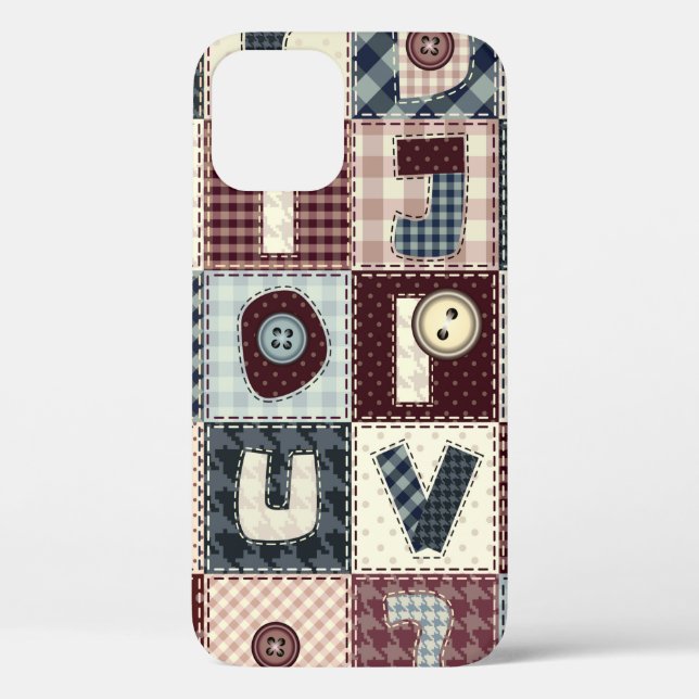 Set of alphabets letters in patchwork style. May b Case-Mate iPhone Case (Back)
