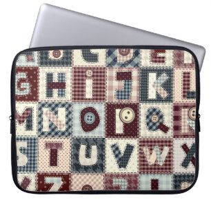 Set of alphabets letters in patchwork style. May b Laptop Sleeve