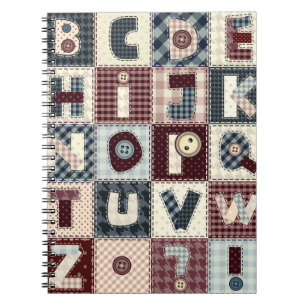 Set of alphabets letters in patchwork style. May b Notebook