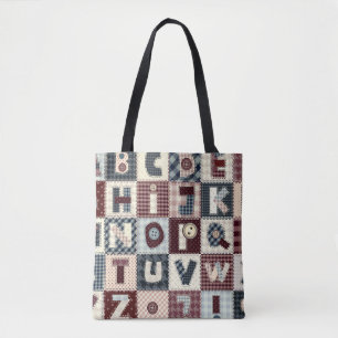 Set of alphabets letters in patchwork style. May b Tote Bag