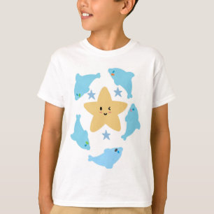 Set of Blue sea Sharks with a Yellow Star T-Shirt