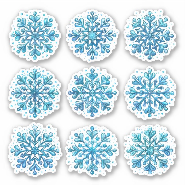 Set of Blue Snowflakes (Front)