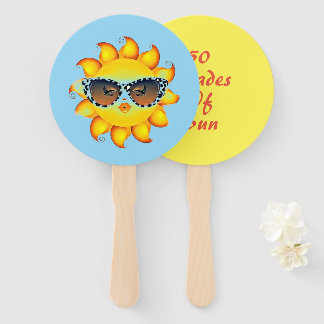 Set of Blue & Yellow Emoji Sun Printed Party  Fans