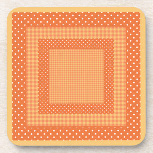 Set of Coasters: Orange Checks and Polka Dots Coaster