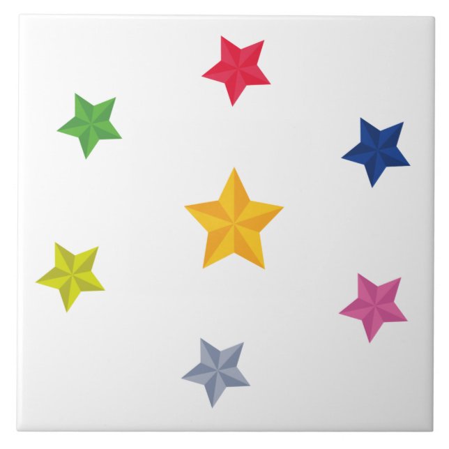 Set of coloured stars ceramic tile (Front)