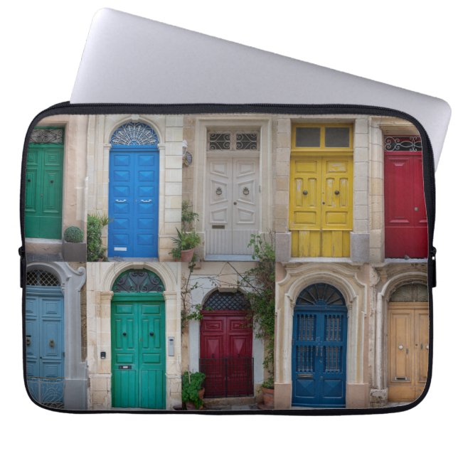 Set of colourful front doors in Malta Laptop Sleeve (Front)