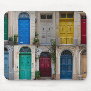 Set of colourful front doors in Malta Mouse Pad