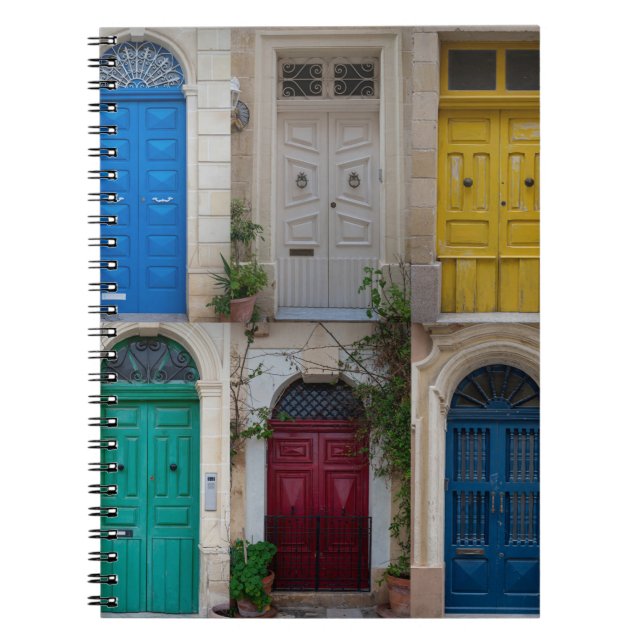 Set of colourful front doors in Malta Notebook (Front)
