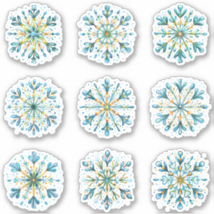 Set of Colourful Snowflakes
