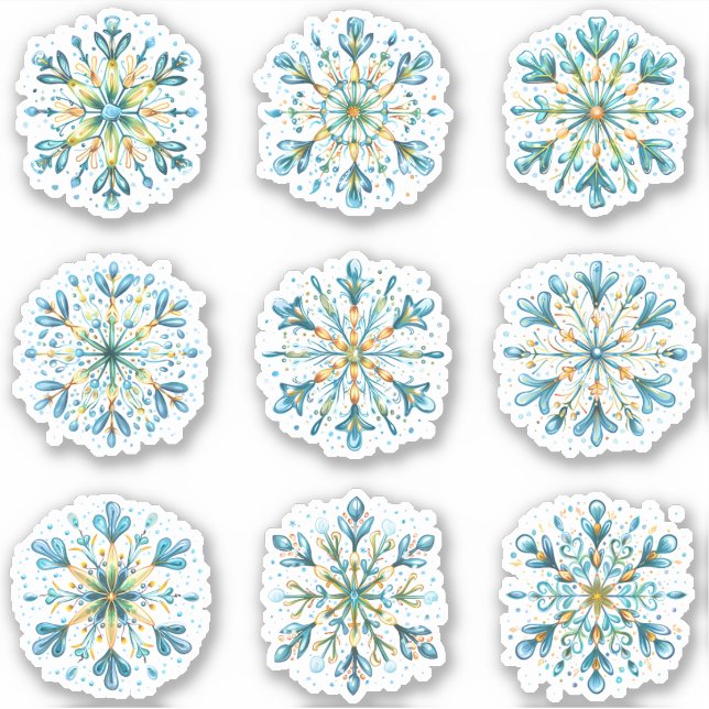 Set of Colourful Snowflakes (Front)