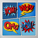 Set of Comic Bubbles in Pop Art Style Poster<br><div class="desc">Set of Comic Bubbles in Pop Art Style Poster Anime Cartoon Comic Fiction Manga</div>