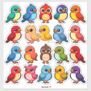 Set of Cute Cartoon Birds