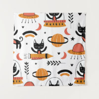 Set of cute cat illustration vintage design art. F