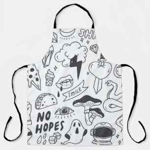 Set of cute graffiti doodle apron