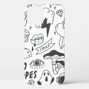 Set of cute graffiti doodle iPhone 12 case