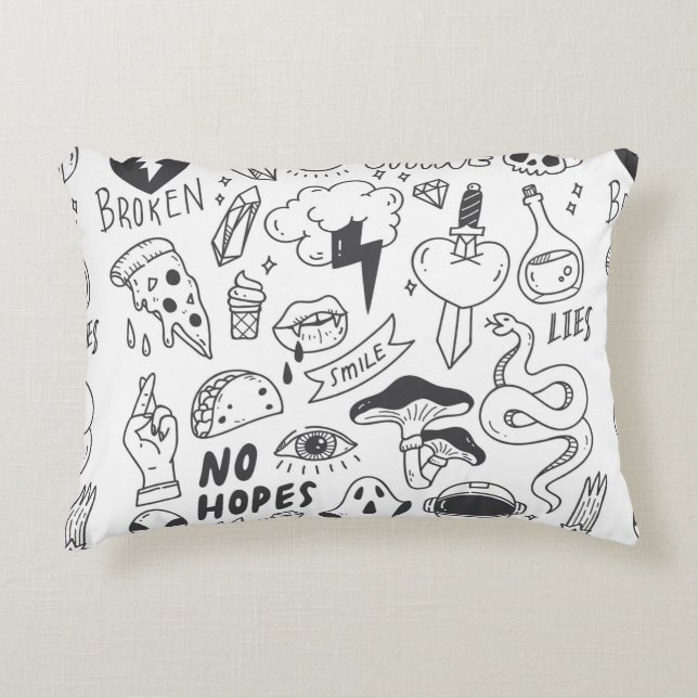Set of cute graffiti doodle decorative cushion (Front)