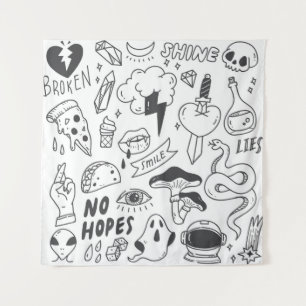 Set of cute graffiti doodle tapestry
