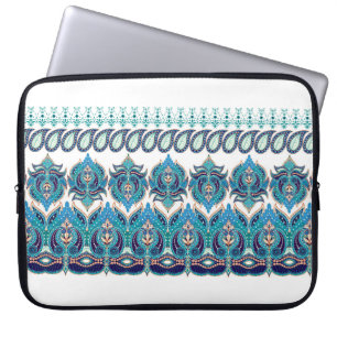 Set of dark seamless vintage borders. Floral paisl Laptop Sleeve