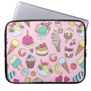 Set of different sweets. Seamless doodle pattern w Laptop Sleeve