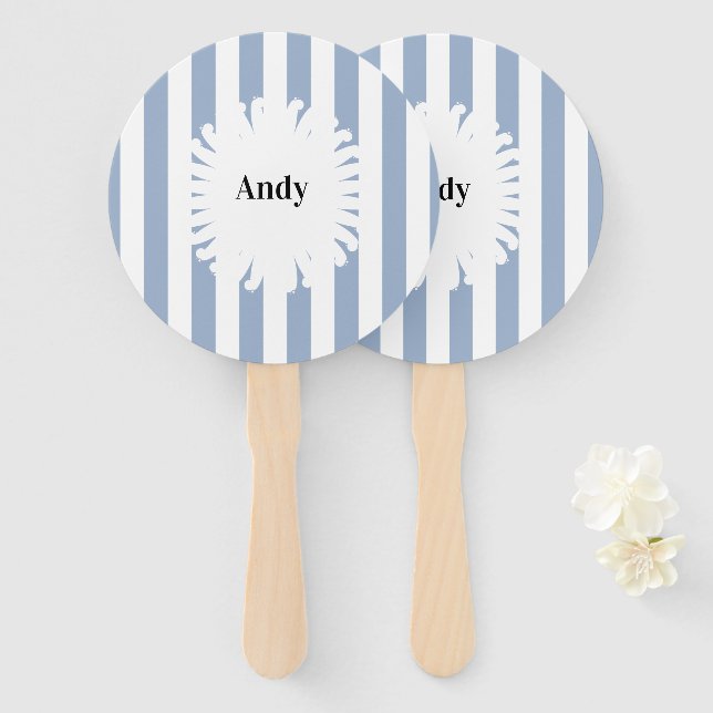 Set of Fans Baby Blue & White Stripe (Front and Back)