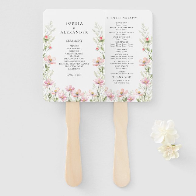 Set of Fans for a wildflower wedding. (Front and Back)