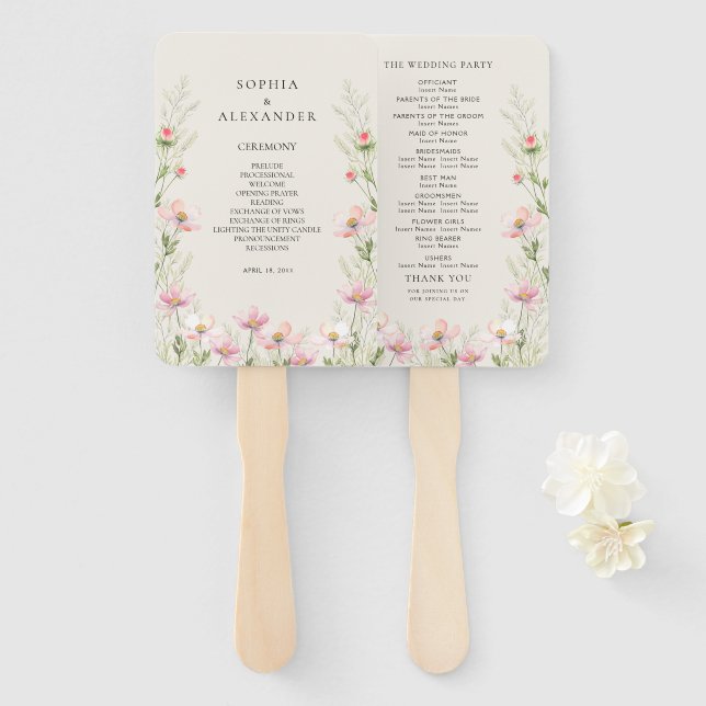 Set of Fans for a wildflower wedding. (Front and Back)
