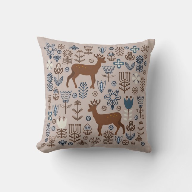 Set of flower elements in the Scandinavian style,  Cushion (Front)