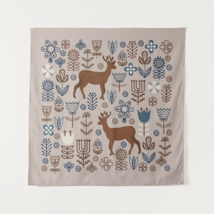 Set of flower elements in the Scandinavian style, Tapestry