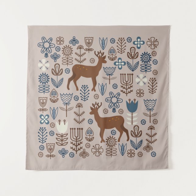 Set of flower elements in the Scandinavian style,  Tapestry (Front)