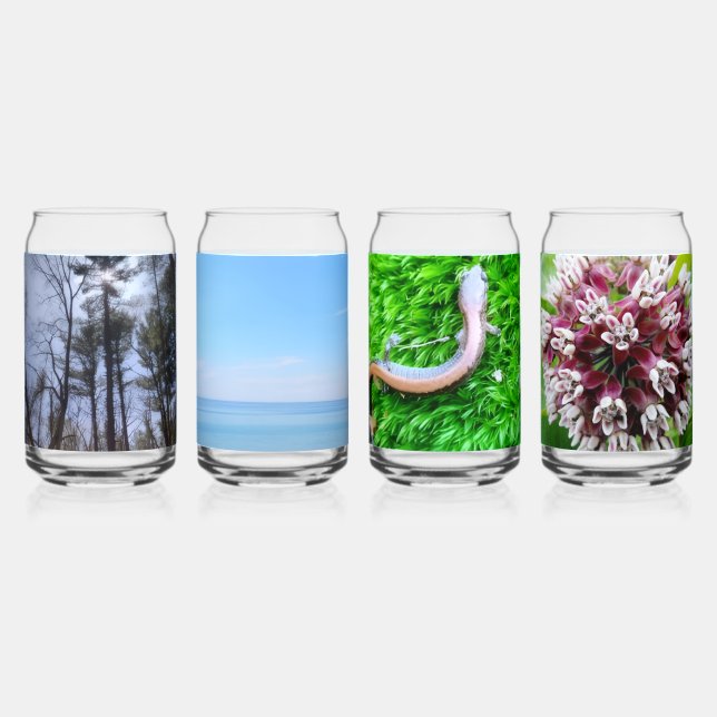 Set of four Michigan nature Drinking Glasses (Back)