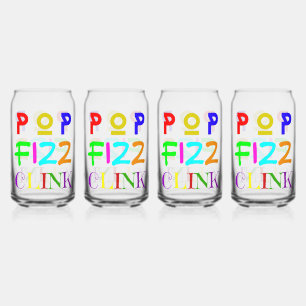 Set Of Four New Year Printed Can Glasses