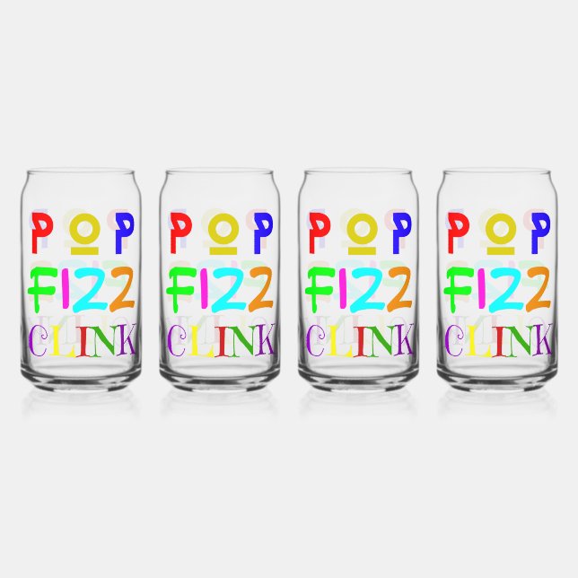 Set Of Four New Year Printed Can Glasses (Front)