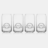 Set Of Four Vintage Circle Frame Monogram