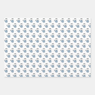Set of Fun Gift Wrap Papers Hearts Tea Kettle