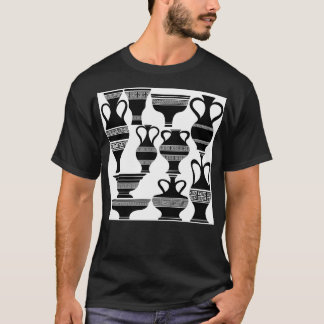 Set of Greek Amphora Silhouettes Isolated on White T-Shirt
