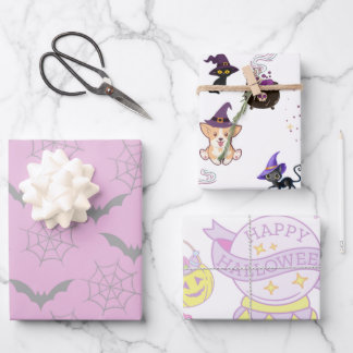 set of halloween spooky wrapping paper
