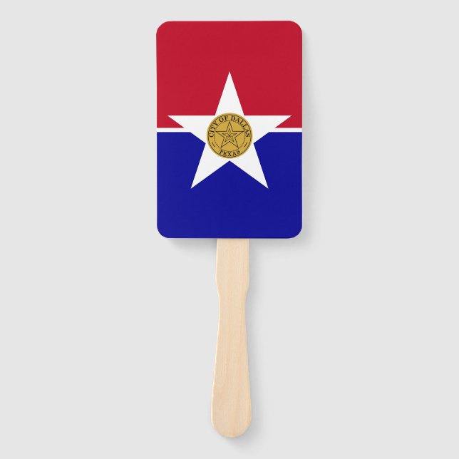 Set of hand fans with flag of Dallas (Front)