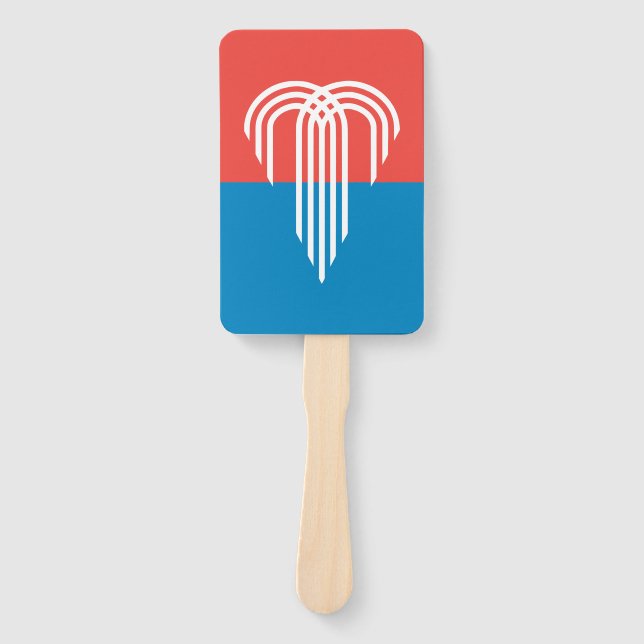 Set of hand fans with flag of Kansas City, USA (Front)