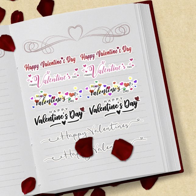 Set of Happy Valentines Day Script Vinyl Sticker (Creator Uploaded)