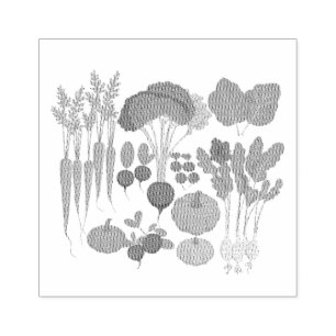 set of healthy vegetables pack rubber stamp