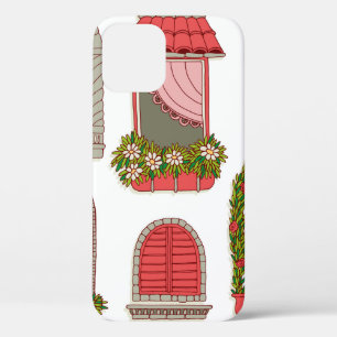 set of illustrations with a vintage windows iPhone 12 case