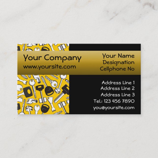 Set of Keys Background Business Card (Front)